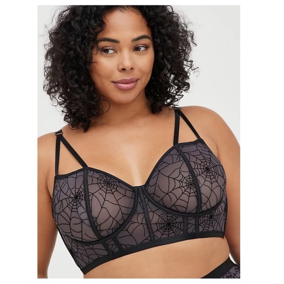 TORRID NWT STRAPPY UNDERWIRE LONGLINE BRALETTE - MESH WEBS BLACK - Picture 2 of 7